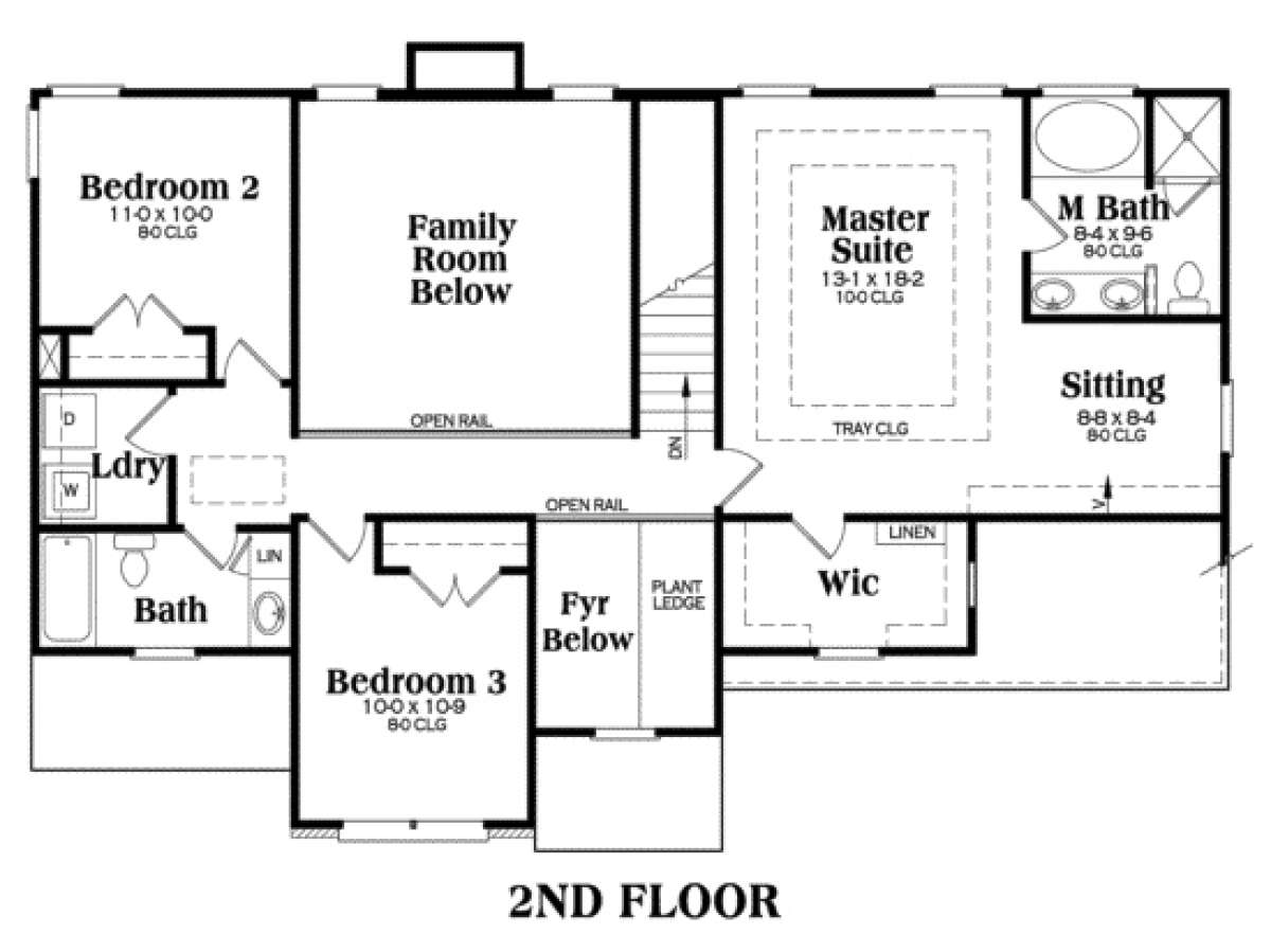 Second Floor for House Plan #009-00055