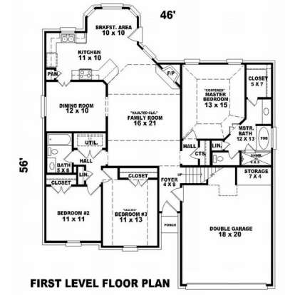 Floorplan 1 for House Plan #053-00580