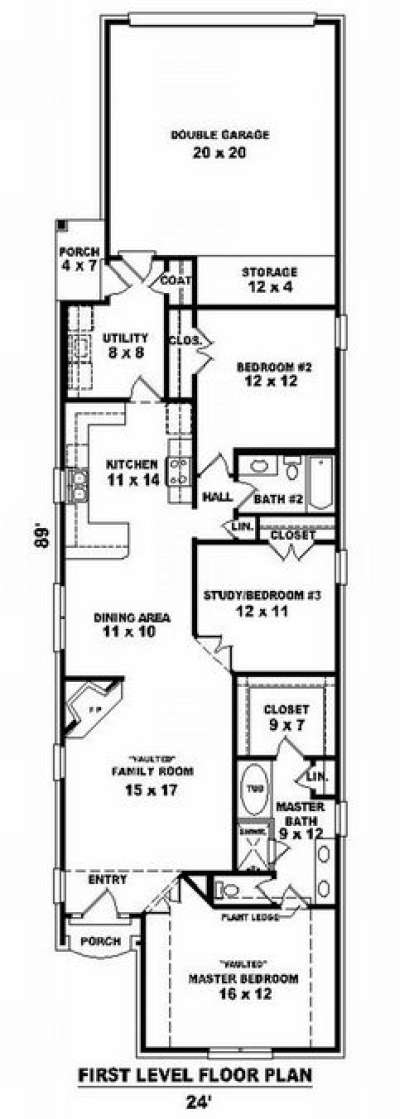 Floorplan 1 for House Plan #053-00587