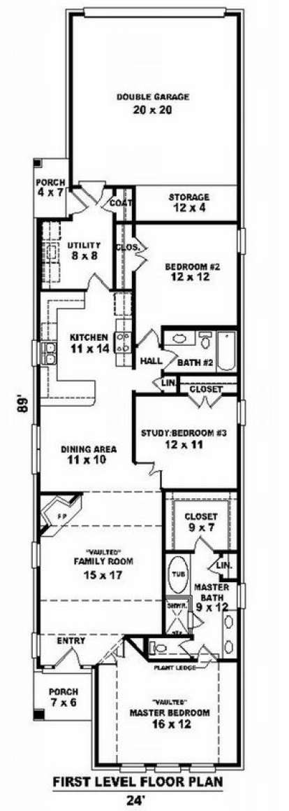 Floorplan 1 for House Plan #053-00588