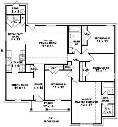 Floorplan 1 for House Plan #053-00589
