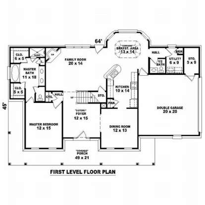Floorplan 1 for House Plan #053-00590