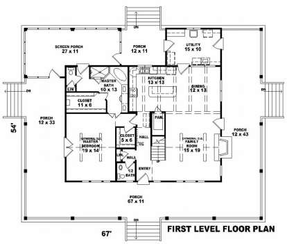 Floorplan 1 for House Plan #053-00597
