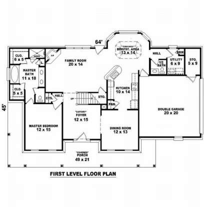 Floorplan 1 for House Plan #053-00598