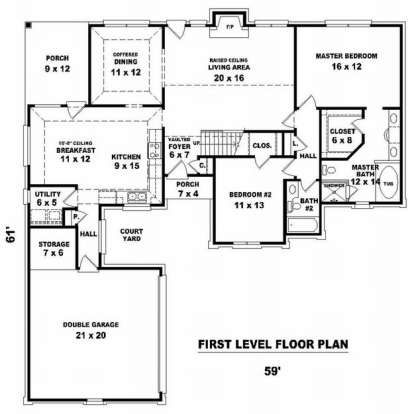 Floorplan 1 for House Plan #053-00604