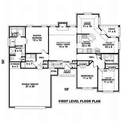 Floorplan 1 for House Plan #053-00610