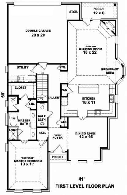 Floorplan 1 for House Plan #053-00614