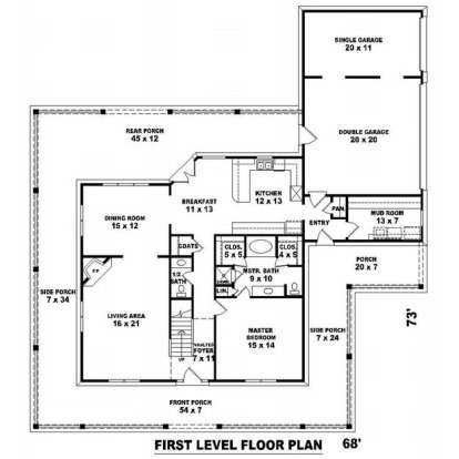 Floorplan 1 for House Plan #053-00624