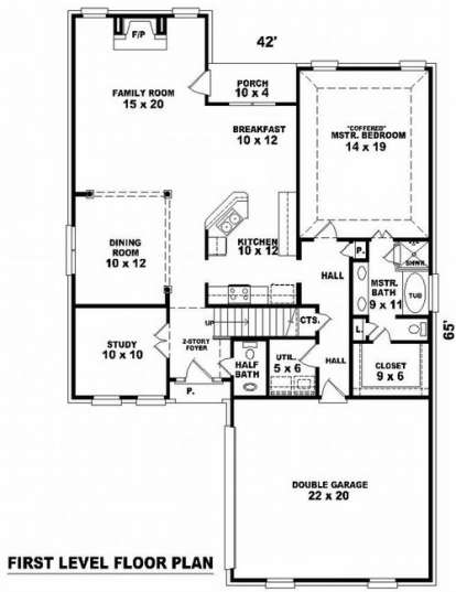 Floorplan 1 for House Plan #053-00628
