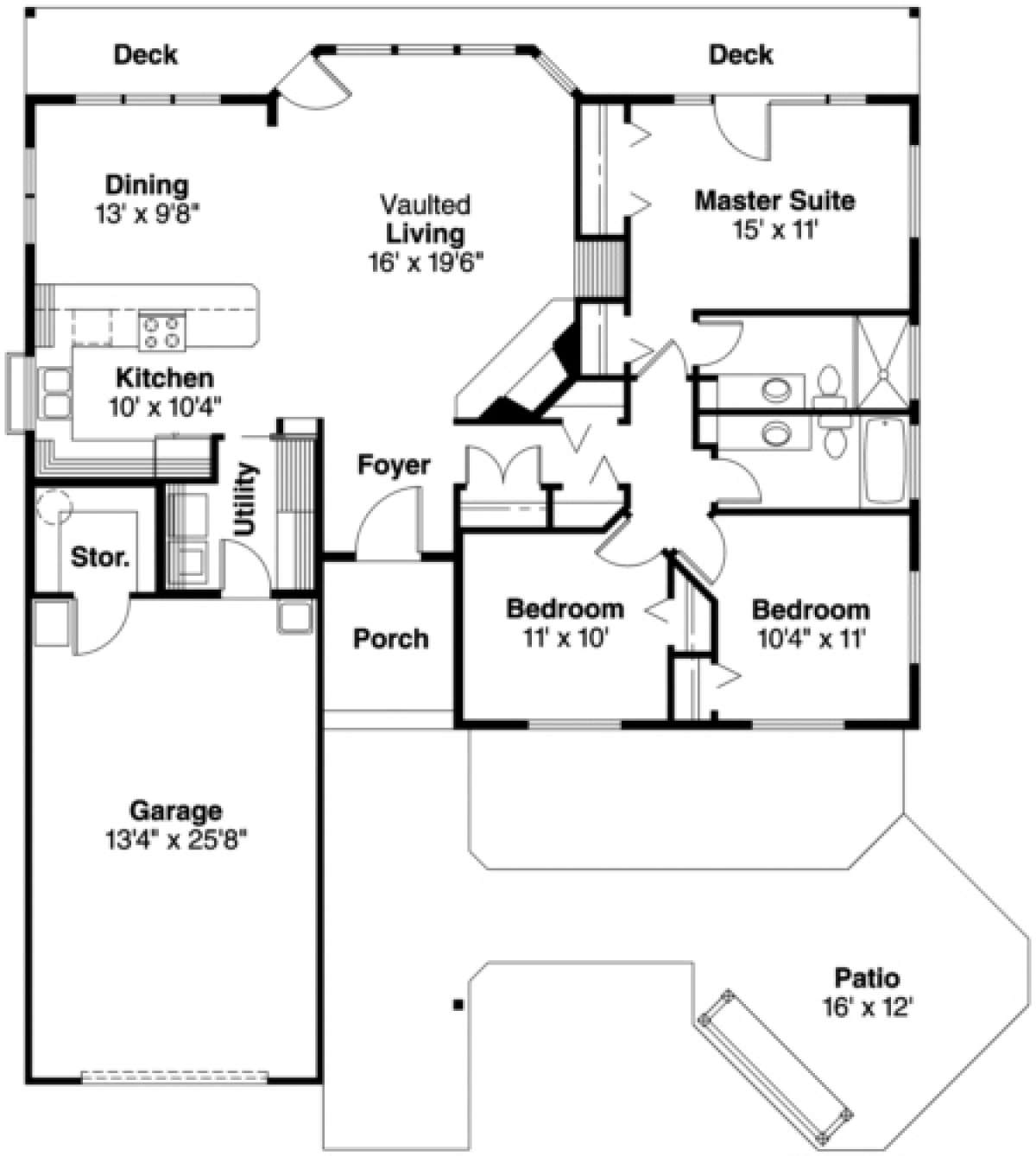 Floorplan 1 for House Plan #035-00076