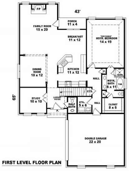 Floorplan 1 for House Plan #053-00635