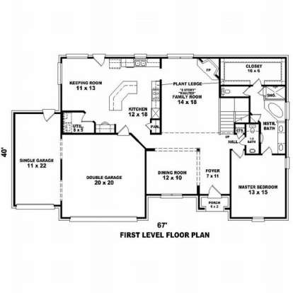 Floorplan 1 for House Plan #053-00651