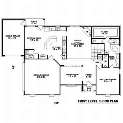 Floorplan 1 for House Plan #053-00652