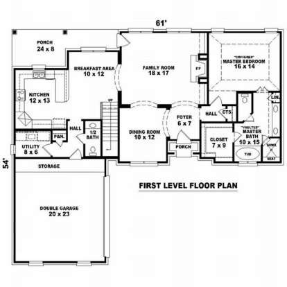 Floorplan 1 for House Plan #053-00655