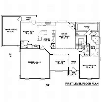 Floorplan 1 for House Plan #053-00656