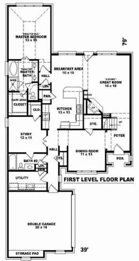 Floorplan 1 for House Plan #053-00664