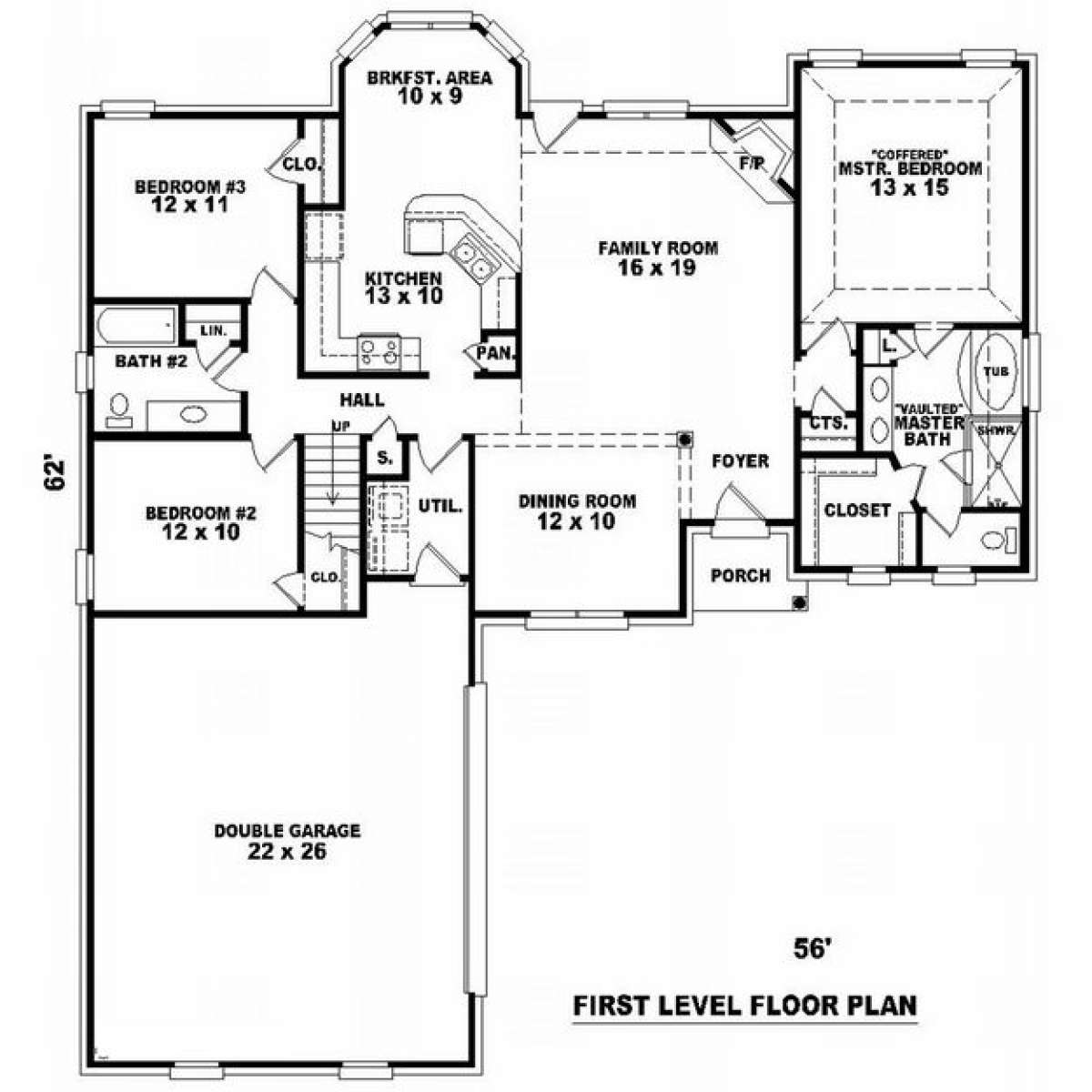 Floorplan 1 for House Plan #053-00668