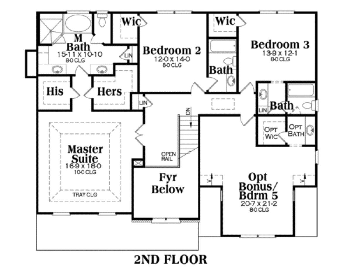 Second Floor for House Plan #009-00056
