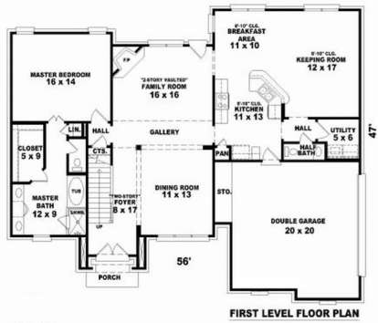 Floorplan 1 for House Plan #053-00688