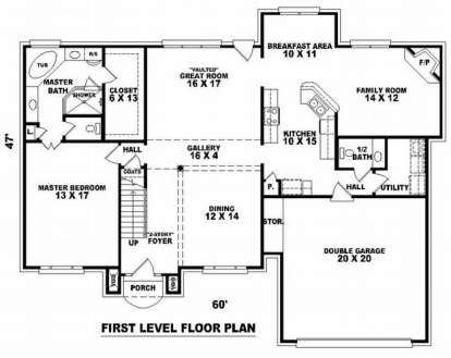 Floorplan 1 for House Plan #053-00691