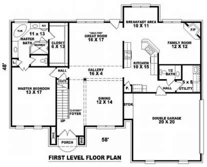 Floorplan 1 for House Plan #053-00692
