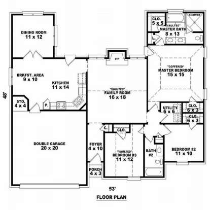 Floorplan 1 for House Plan #053-00710
