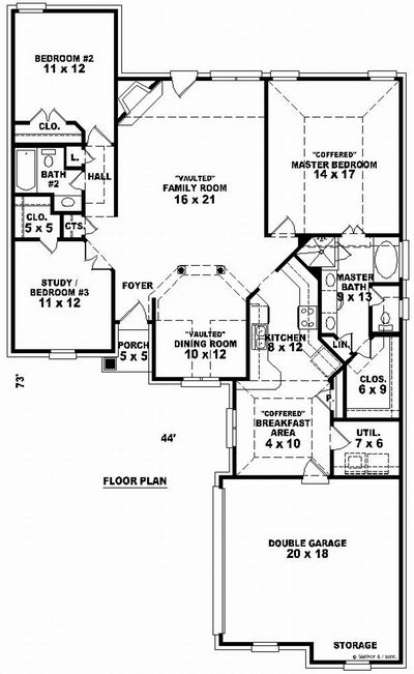 Floorplan 1 for House Plan #053-00712