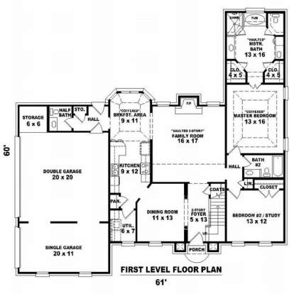 Floorplan 1 for House Plan #053-00717