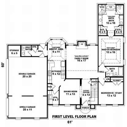Floorplan 1 for House Plan #053-00719
