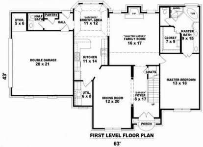Floorplan 1 for House Plan #053-00720