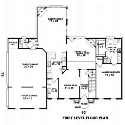 Floorplan 1 for House Plan #053-00726