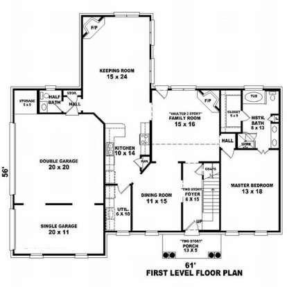 Floorplan 1 for House Plan #053-00728