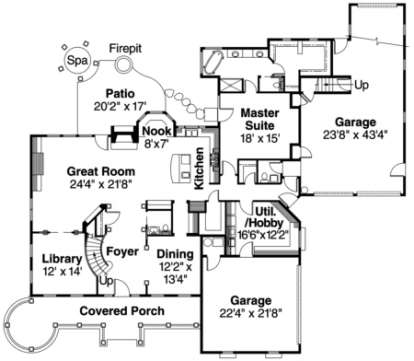 Floorplan 1 for House Plan #035-00084