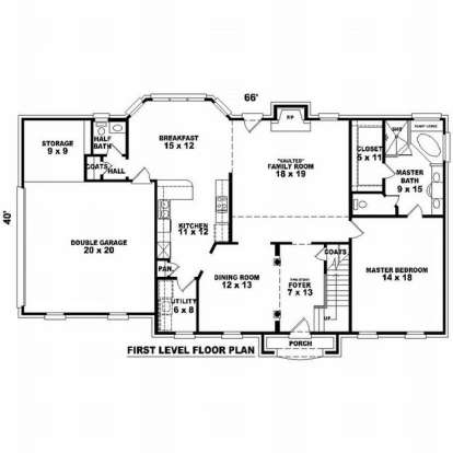 Floorplan 1 for House Plan #053-00730