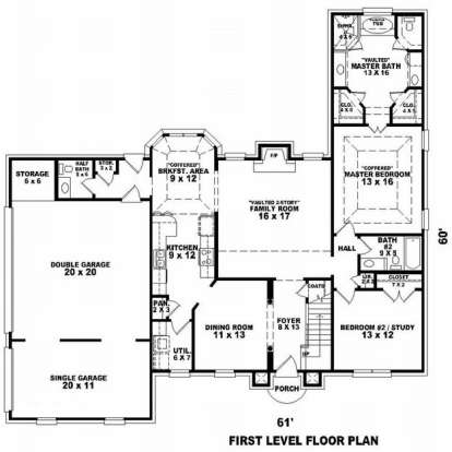 Floorplan 1 for House Plan #053-00732