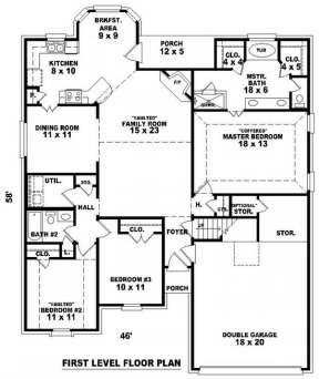 Floorplan 1 for House Plan #053-00734