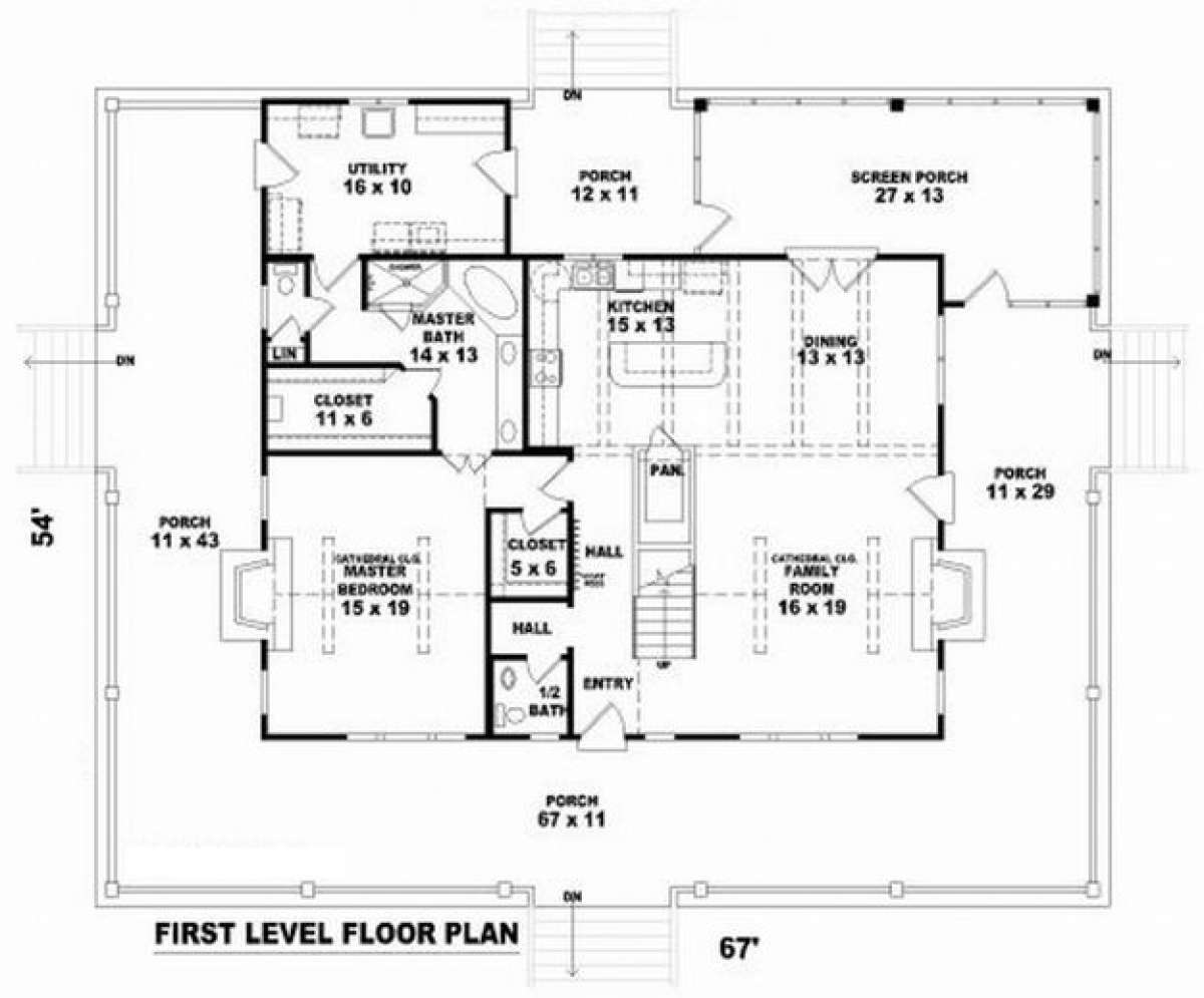 Floorplan 1 for House Plan #053-00739
