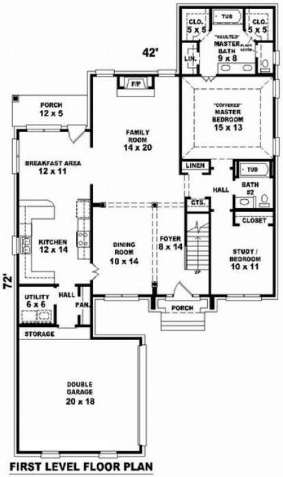 Floorplan 1 for House Plan #053-00748