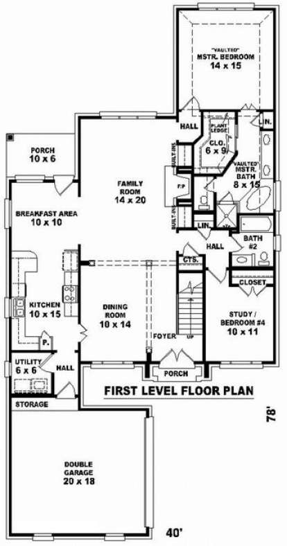 Floorplan 1 for House Plan #053-00750