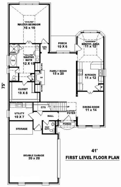 Floorplan 1 for House Plan #053-00755