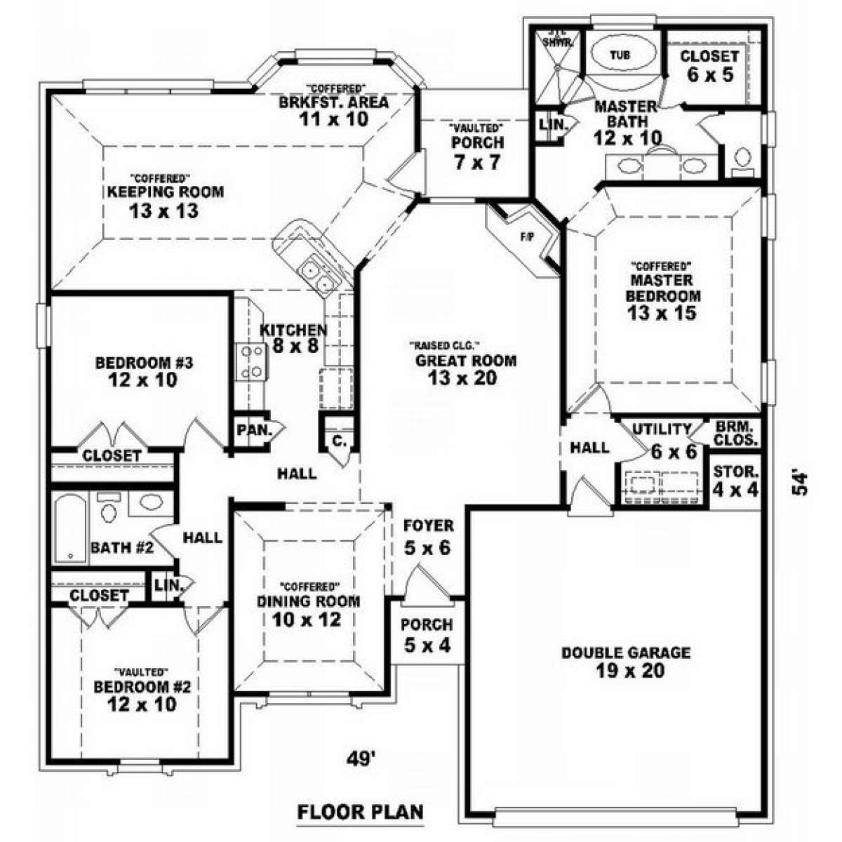 Floorplan 1 for House Plan #053-00756