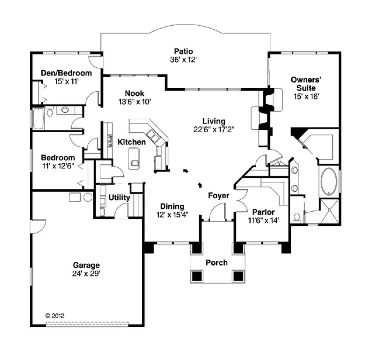 Floorplan 1 for House Plan #035-00087