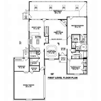 Floorplan 1 for House Plan #053-00762