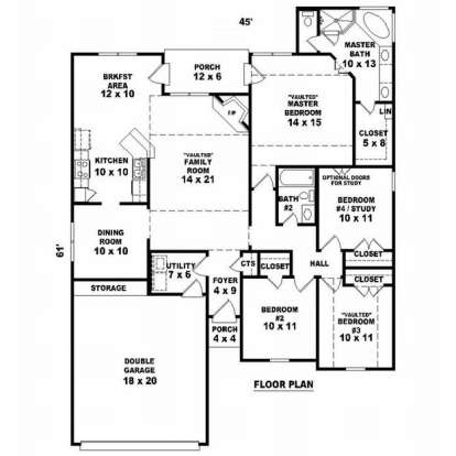 Floorplan 1 for House Plan #053-00764