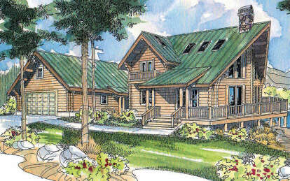 Cabin House Plan #035-00088 Elevation Photo