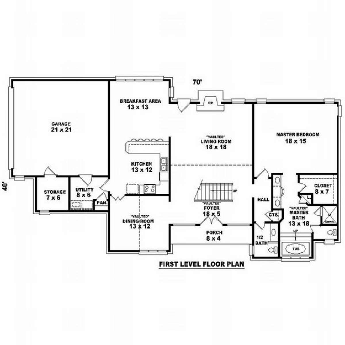 Floorplan 1 for House Plan #053-00774