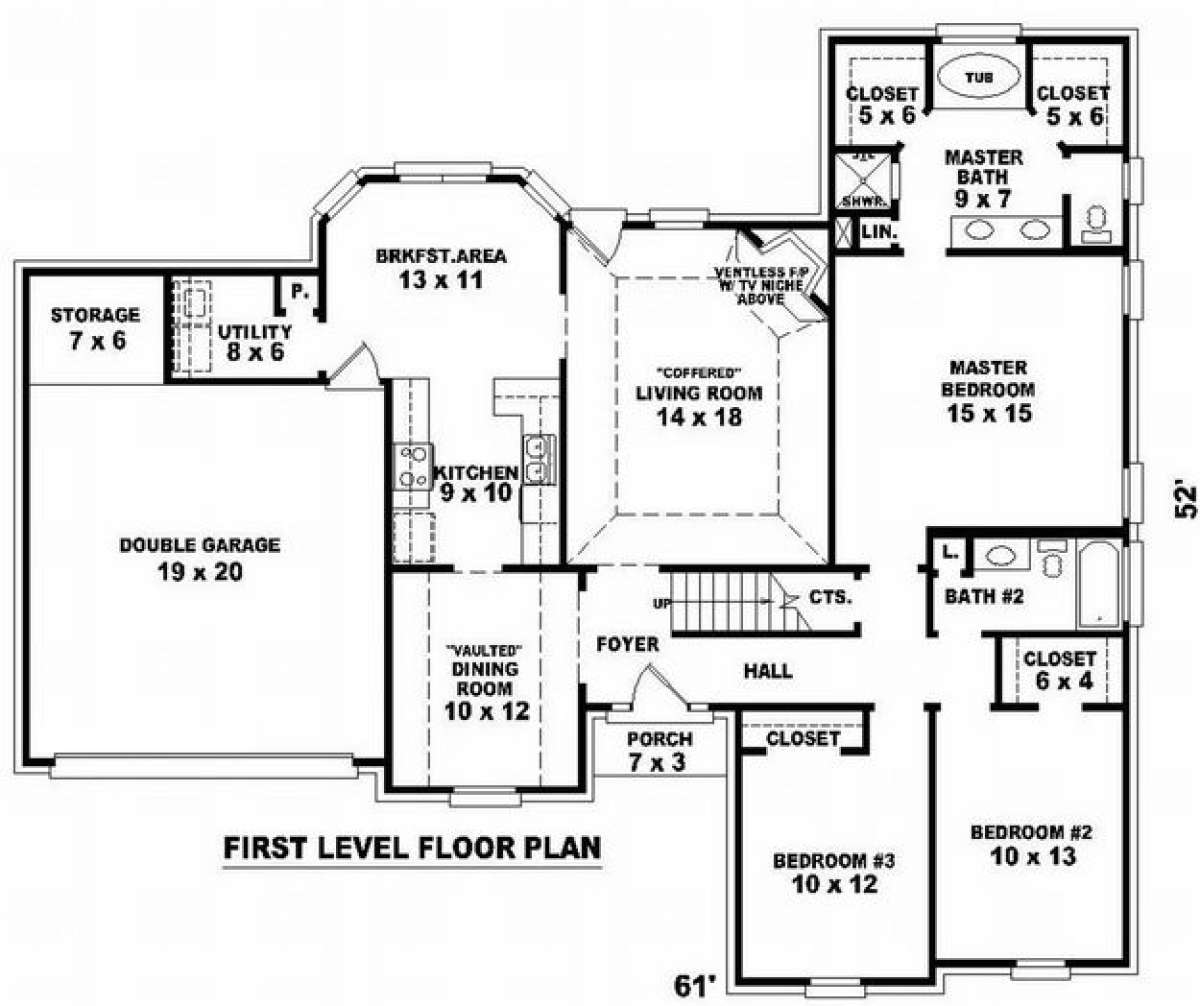 Floorplan 1 for House Plan #053-00775