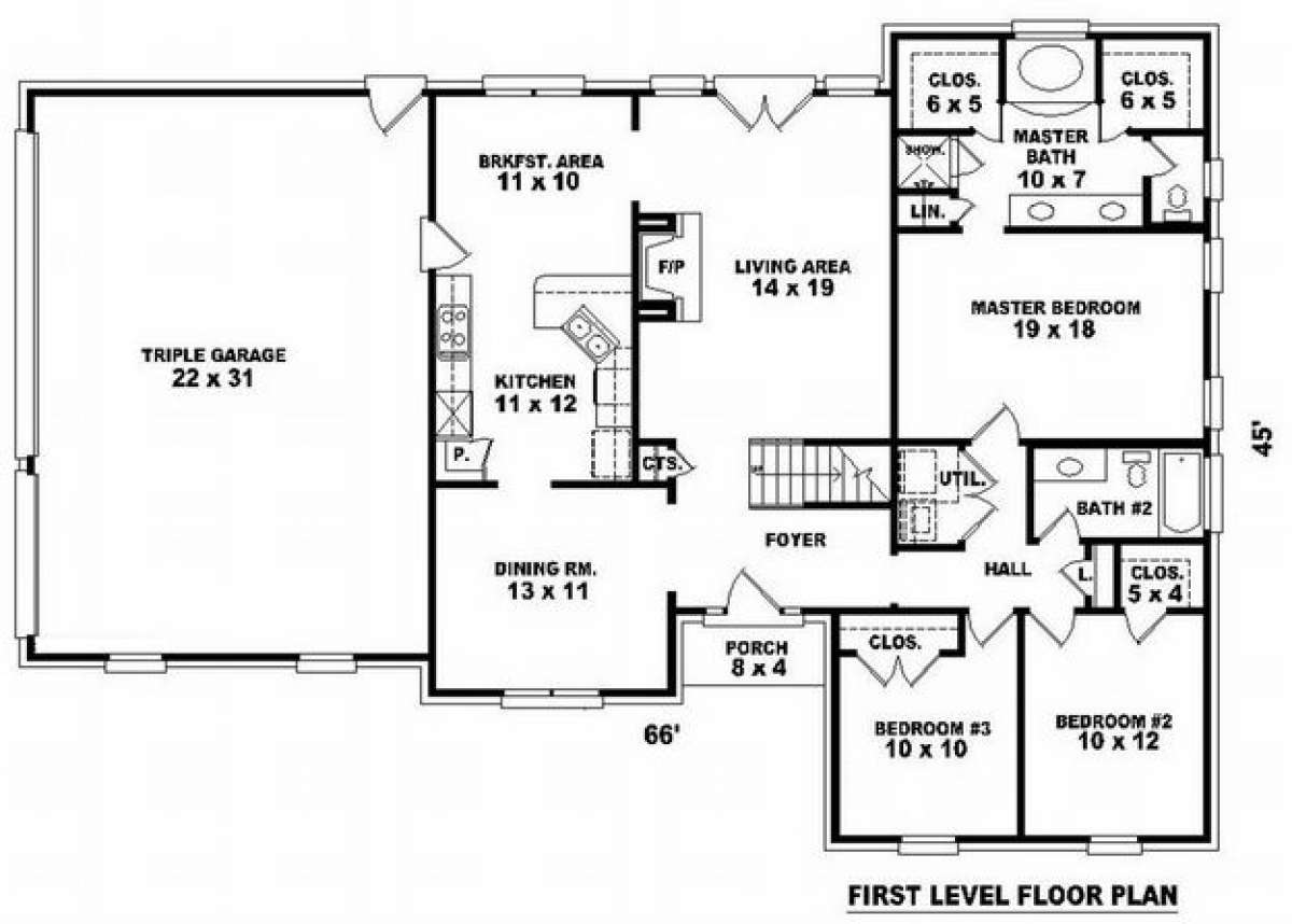 Floorplan 1 for House Plan #053-00777