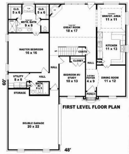 Floorplan 1 for House Plan #053-00788