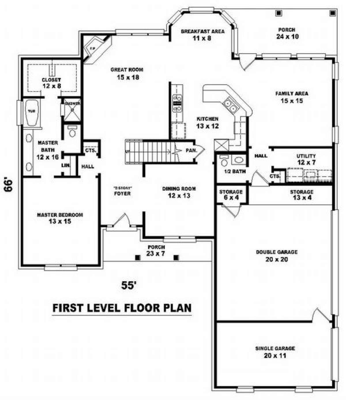 Floorplan 1 for House Plan #053-00795